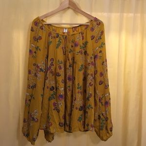 Boho yellow floral blouse